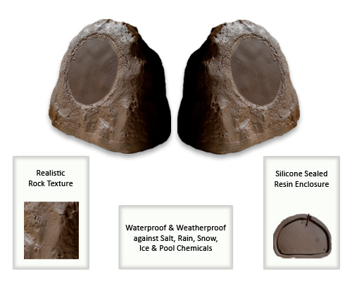 2 New Brown 300 Watt Garden/Pool Patio Rock Speakers NR